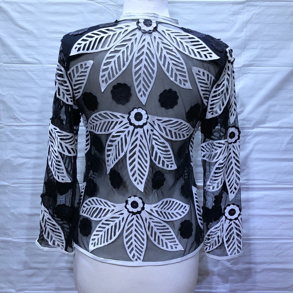 Black and white leather and mesh jacket - Picture 4 of 8